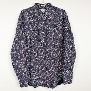 J. Crew Men's Floral Button Down Shirt - Blue and Red